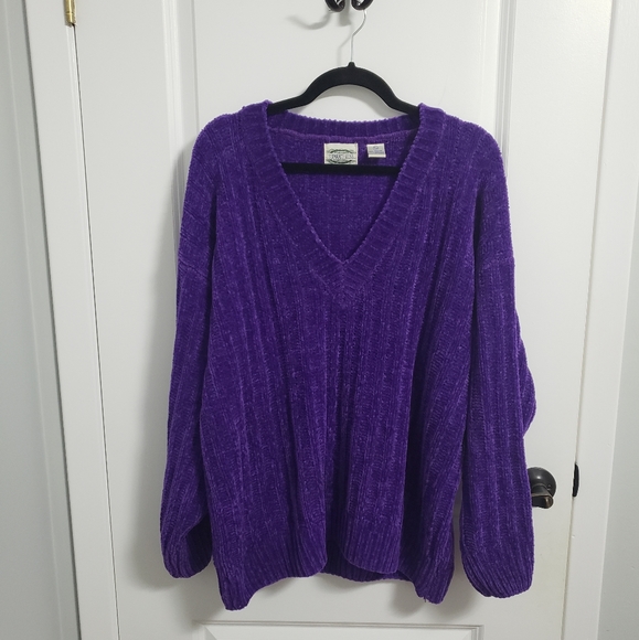 VINTAGE SEPARATE SCENE Oversized Purple Chenille Sweater - Picture 2 of 7